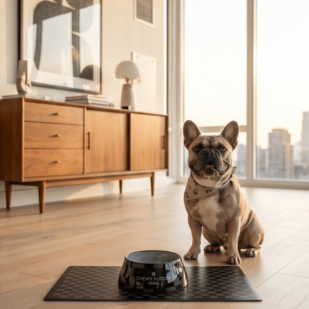 Black Checker Chewy Vuiton Bowl