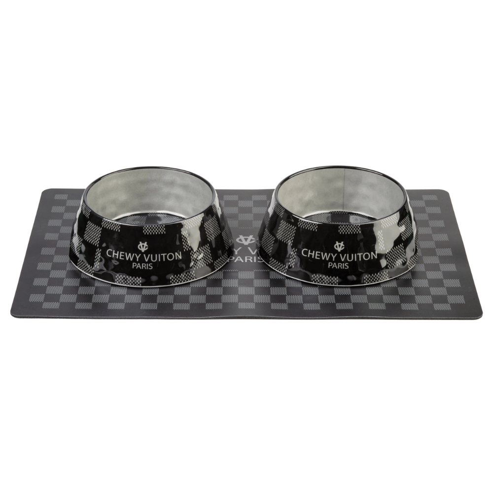 Black Checker Chewy Vuiton Bowl