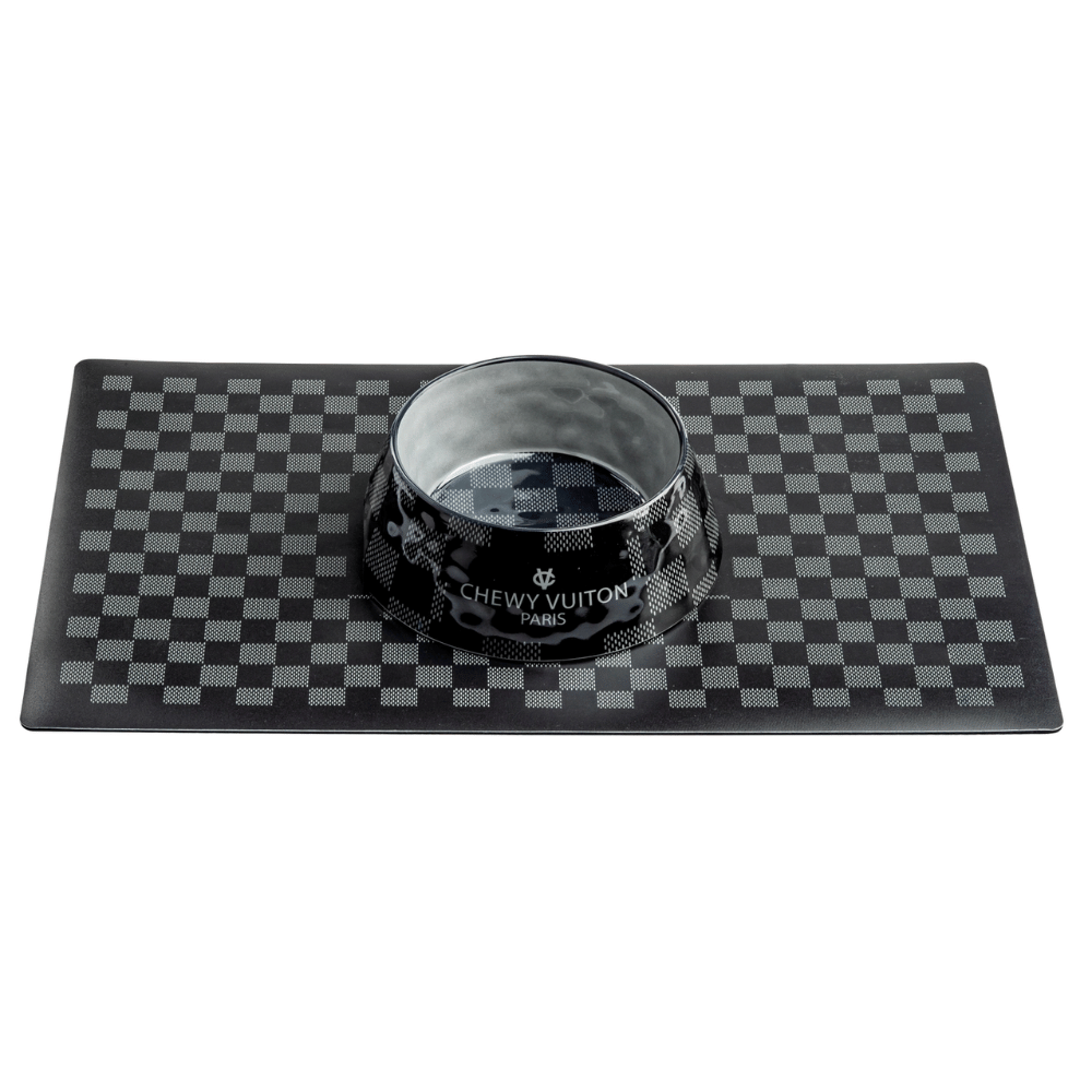Black Checker Chewy Vuiton Bowl