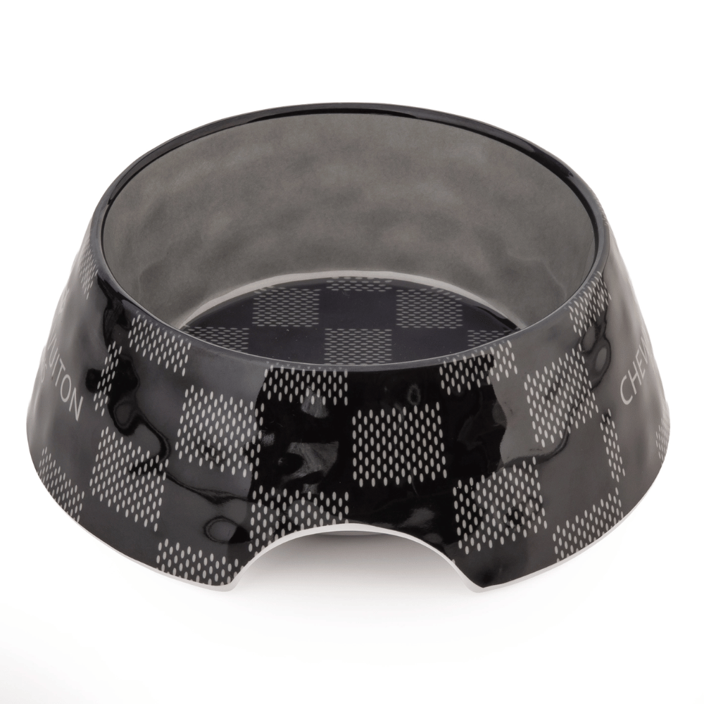 Black Checker Chewy Vuiton Bowl
