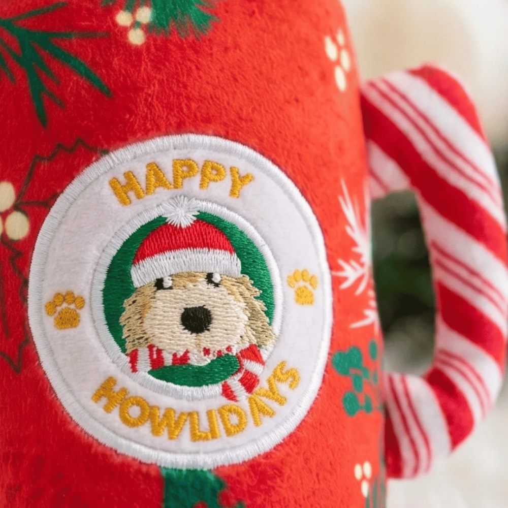 Howliday Cheer Mug Christmas Plush Dog Toy