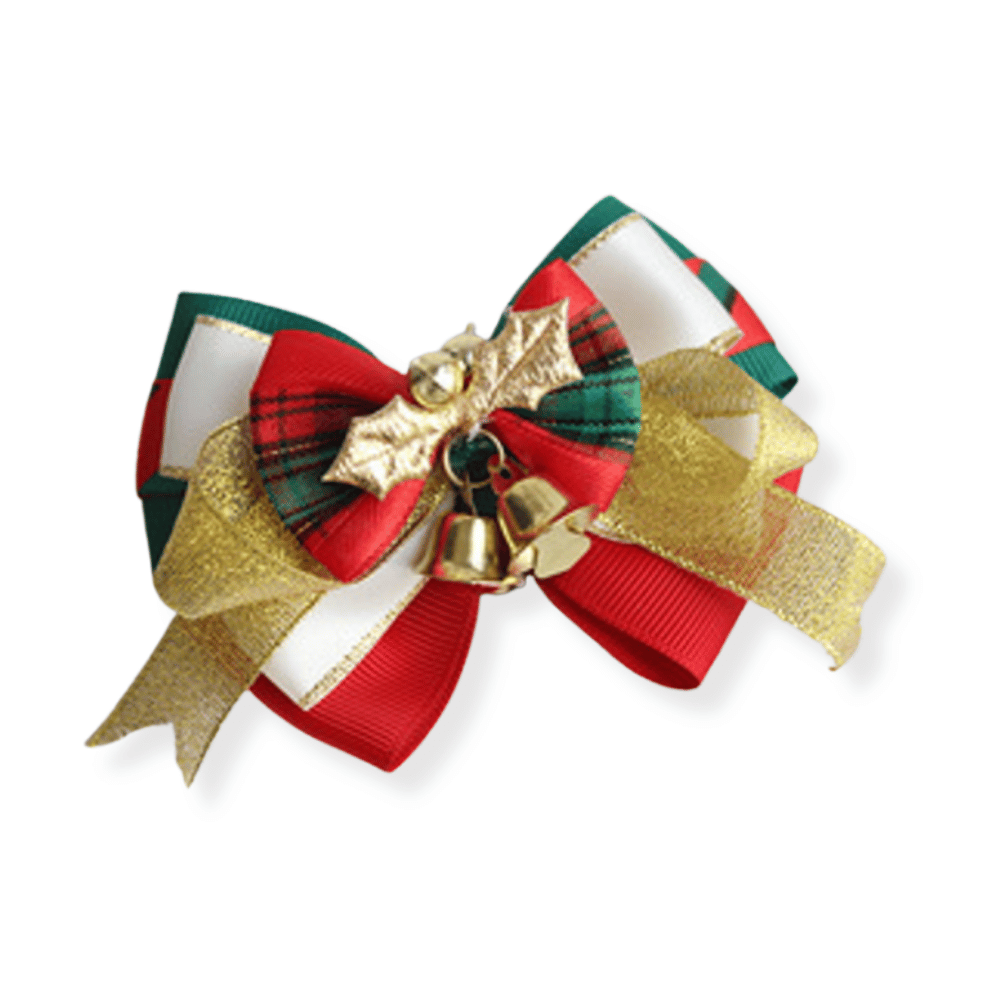 Mistletoe & Bells Bow Knot Christmas Collar