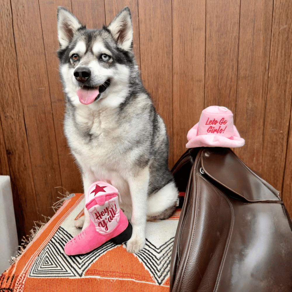 Pink Cowgirl Boot Dog Toy