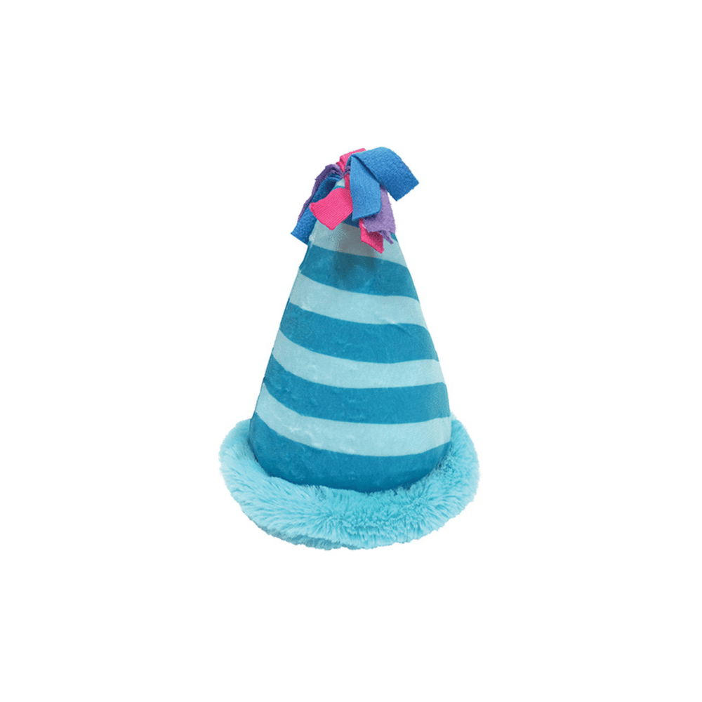 Birthday Party Hat Plush Dog Toy - Blue - Designer Toys from Haute Diggity Dog at DoggyTopia