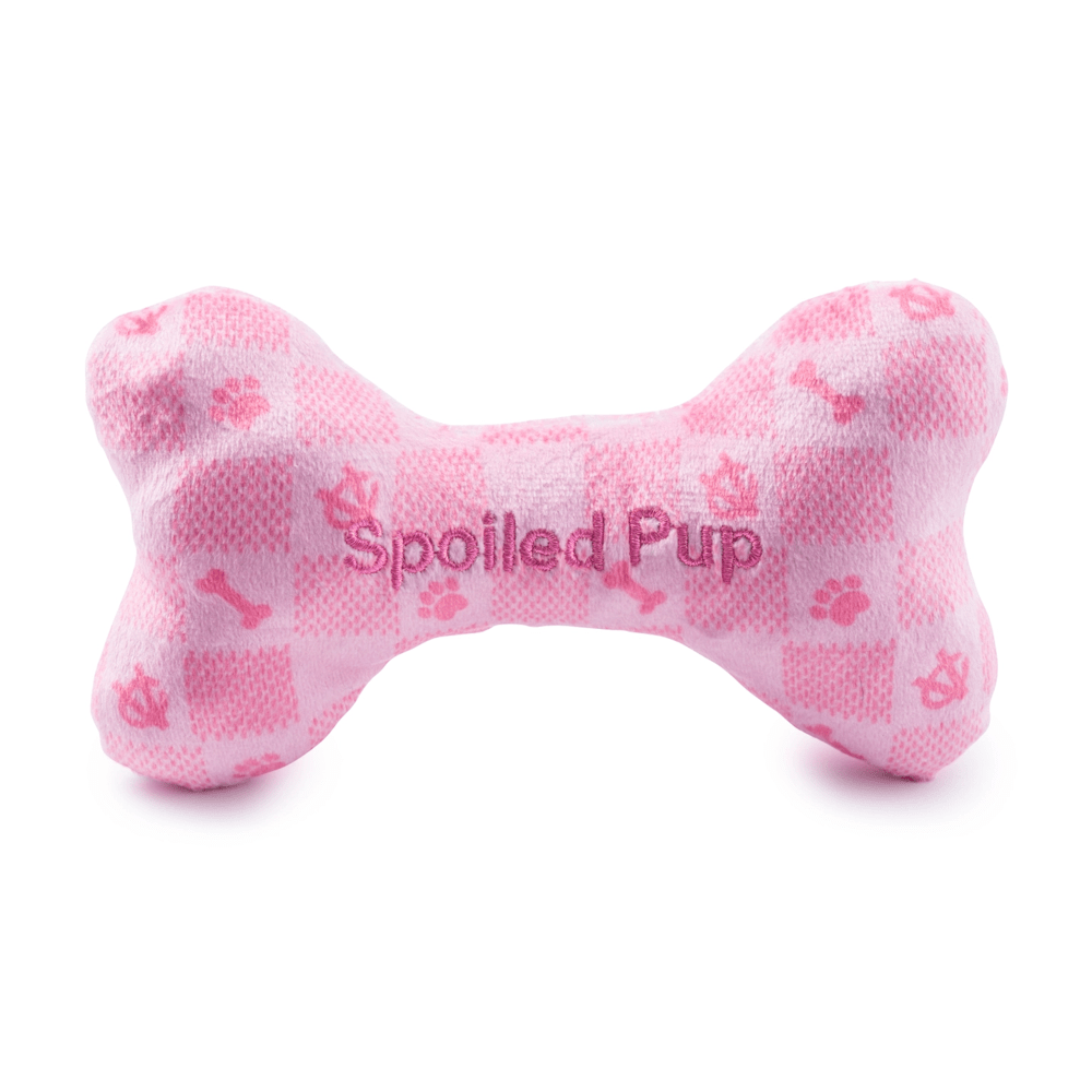 Checker Chewy Vuiton Dog Bone Toy - Pink - Designer Toys from Haute Diggity Dog at DoggyTopia
