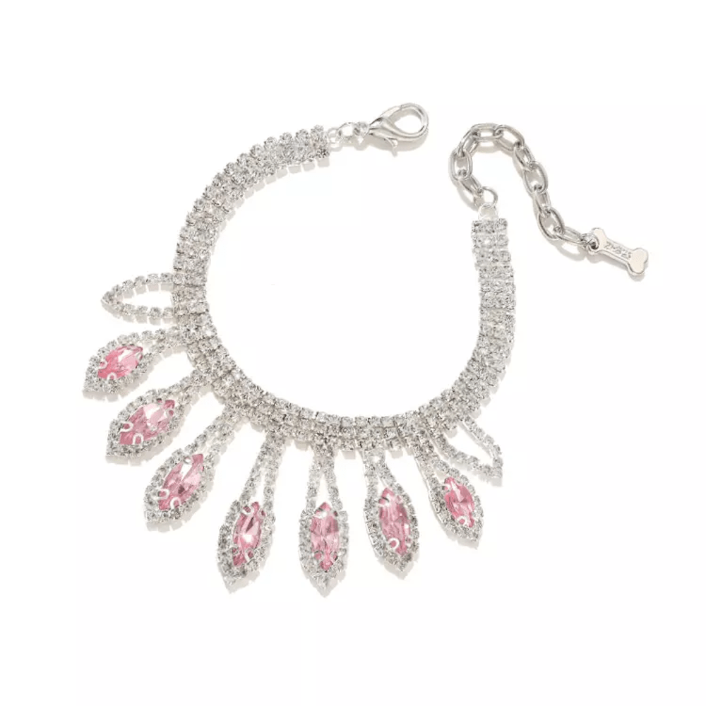 Diamante Tear Drop Dog Necklace - Pink - Dog Necklaces from Sale at DoggyTopia