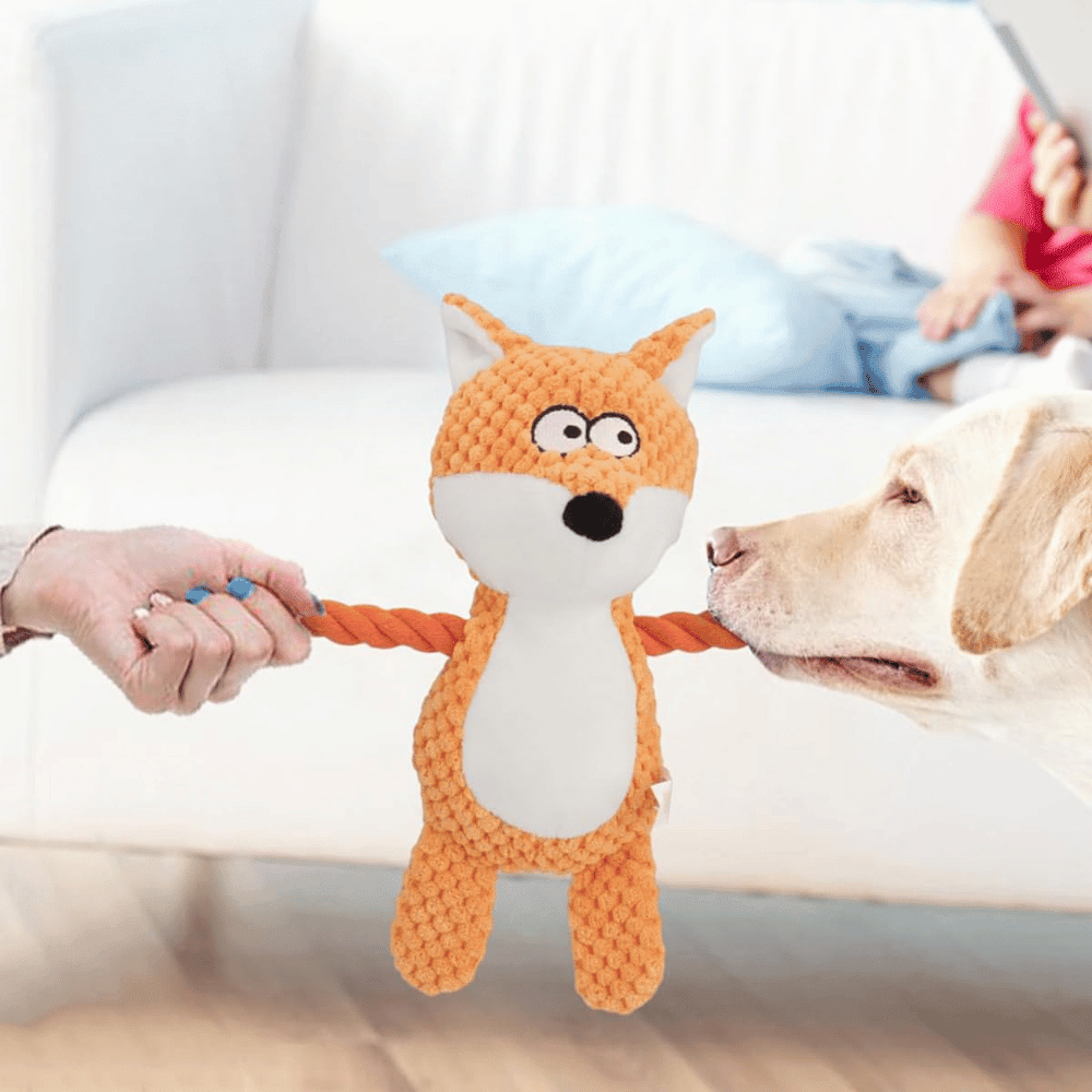 Frida Fox Rope Corduroy Dog Toy - Plush and Rope Toys from . at DoggyTopia
