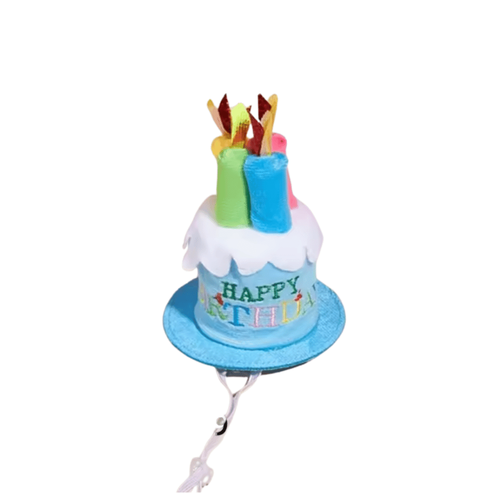 Happy Birthday Cake Hat & Bandana Set - Blue - Dog Party Hats from . at DoggyTopia