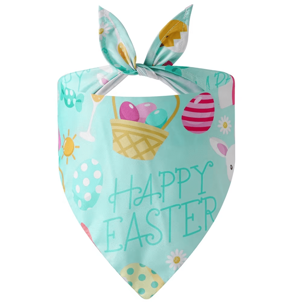 Happy Easter Bandana - Blue - Bandanas from . at DoggyTopia