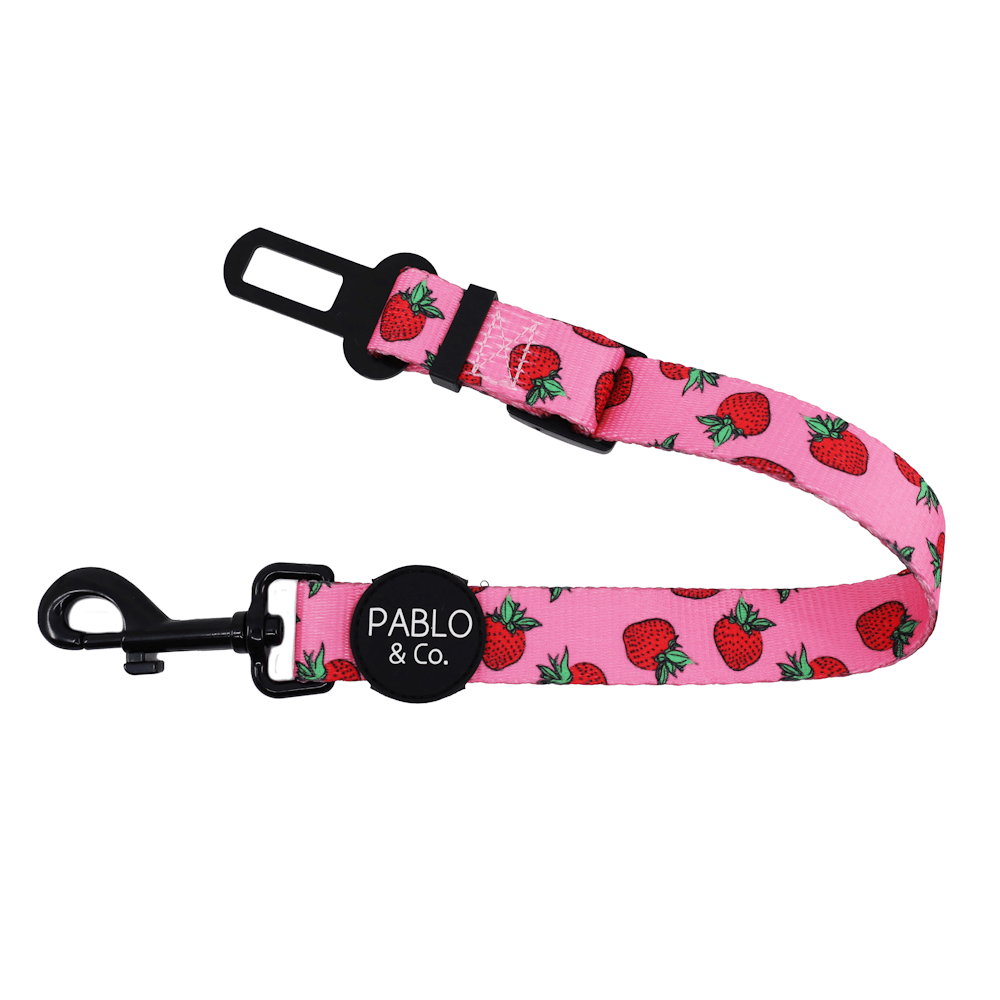 Pablo & Co Strawberries Adjustable Car Restraint - Car Seat Belts from Pablo & Co at DoggyTopia