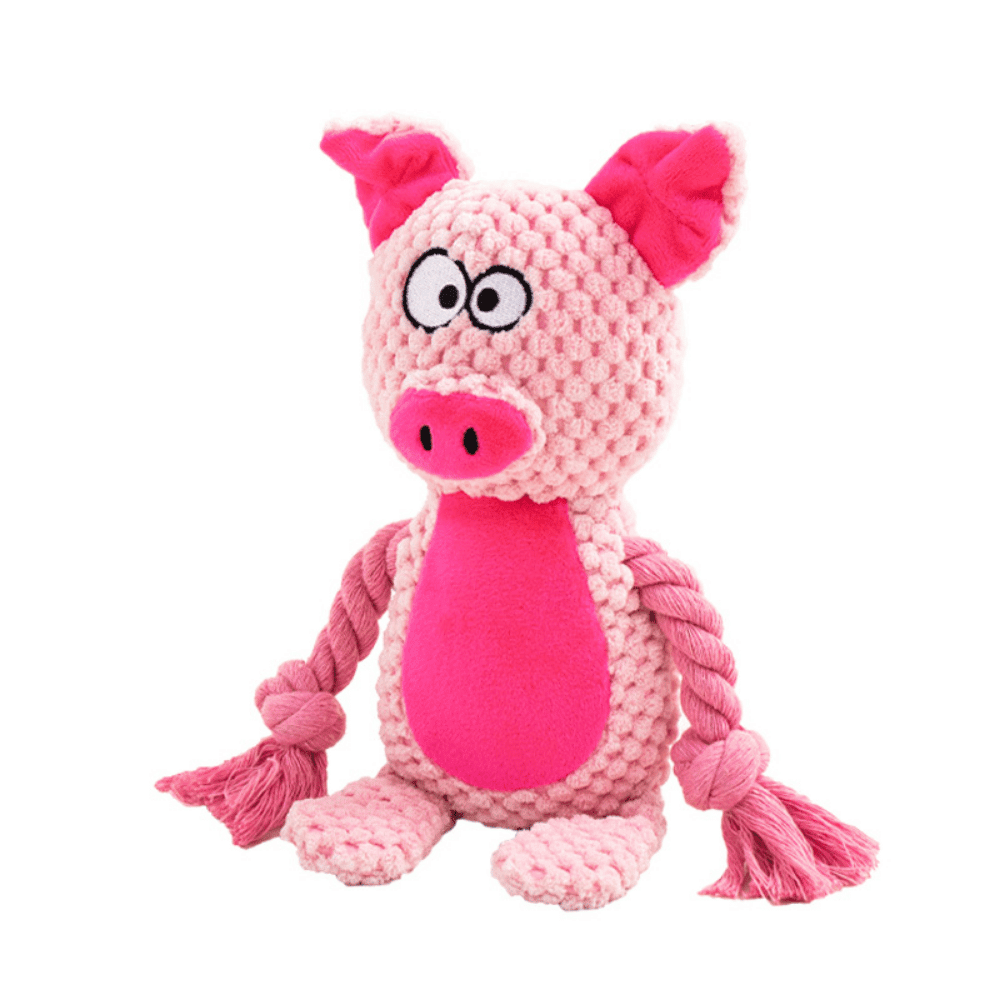 Phebe Pig Rope Corduroy Dog Toy - Plush and Rope Toys from . at DoggyTopia