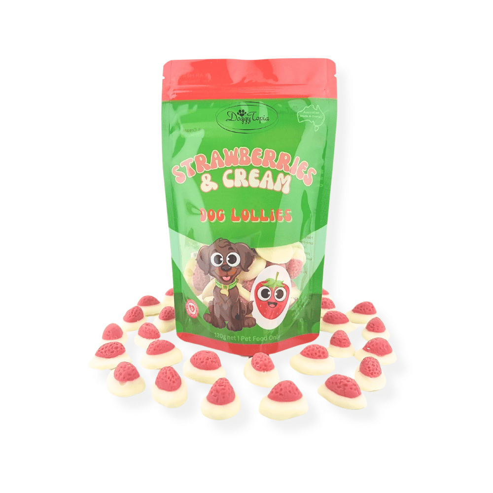 Strawberries & Cream Dog Lollies - Lollies from DoggyTopia at DoggyTopia