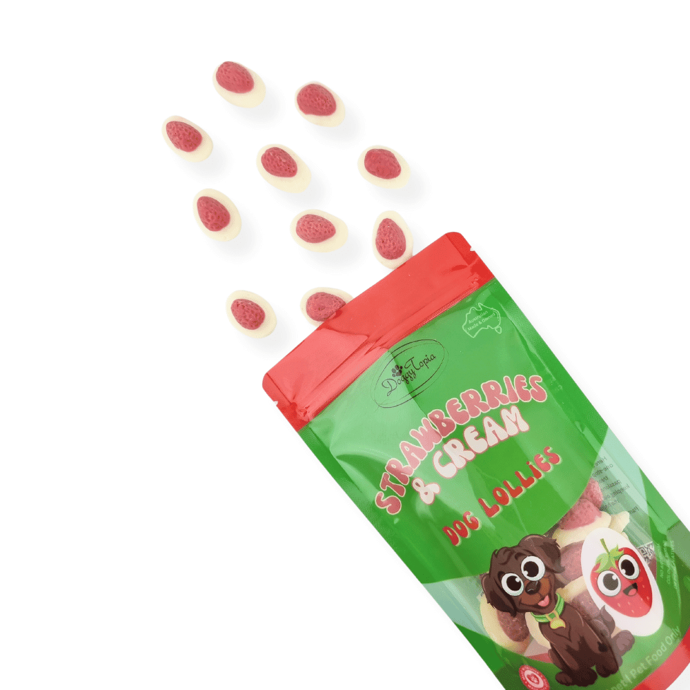 Strawberries & Cream Dog Lollies - Lollies from DoggyTopia at DoggyTopia