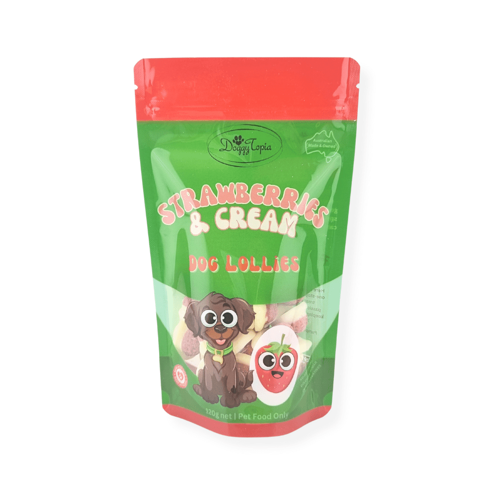 Strawberries & Cream Dog Lollies - Lollies from DoggyTopia at DoggyTopia
