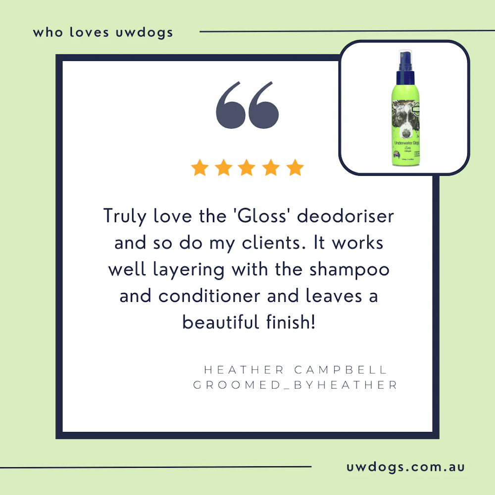 UNDERWATER DOGS Gloss Deodoriser - Deodorisers & Detanglers from Underwater Dogs at DoggyTopia