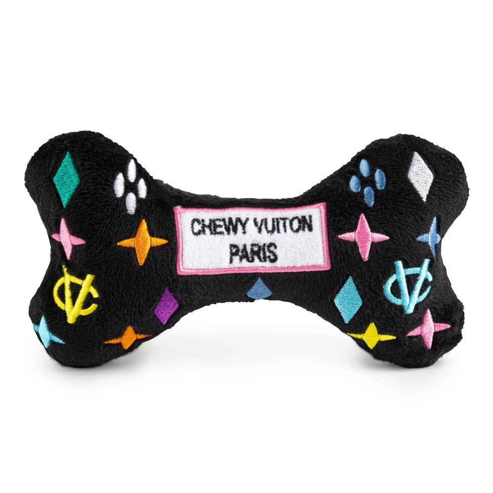 Black Monogram Chewy Vuiton Bone Dog Toy - Designer Toys from Haute Diggity Dog at DoggyTopia