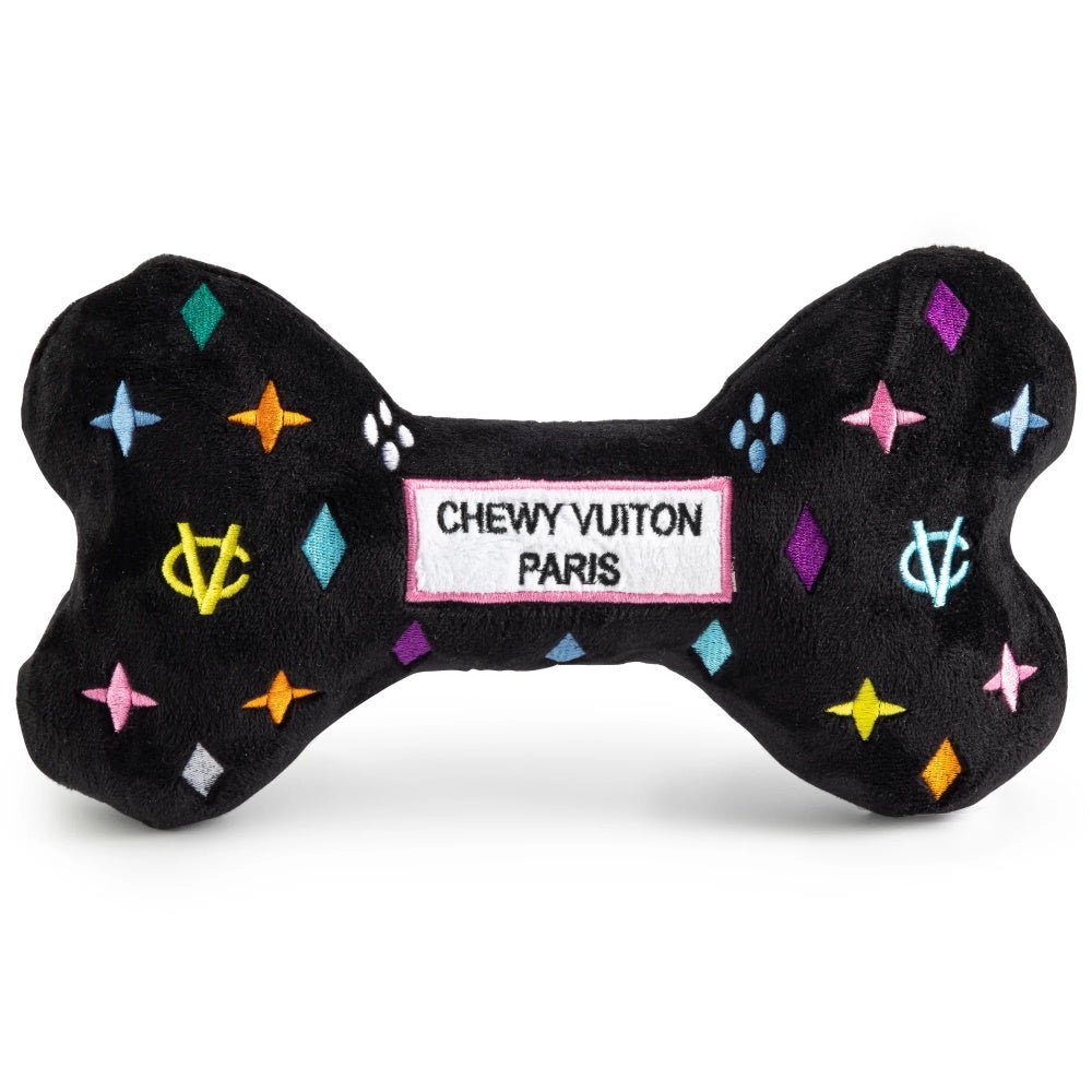 Black Monogram Chewy Vuiton Bone Dog Toy - Designer Toys from Haute Diggity Dog at DoggyTopia