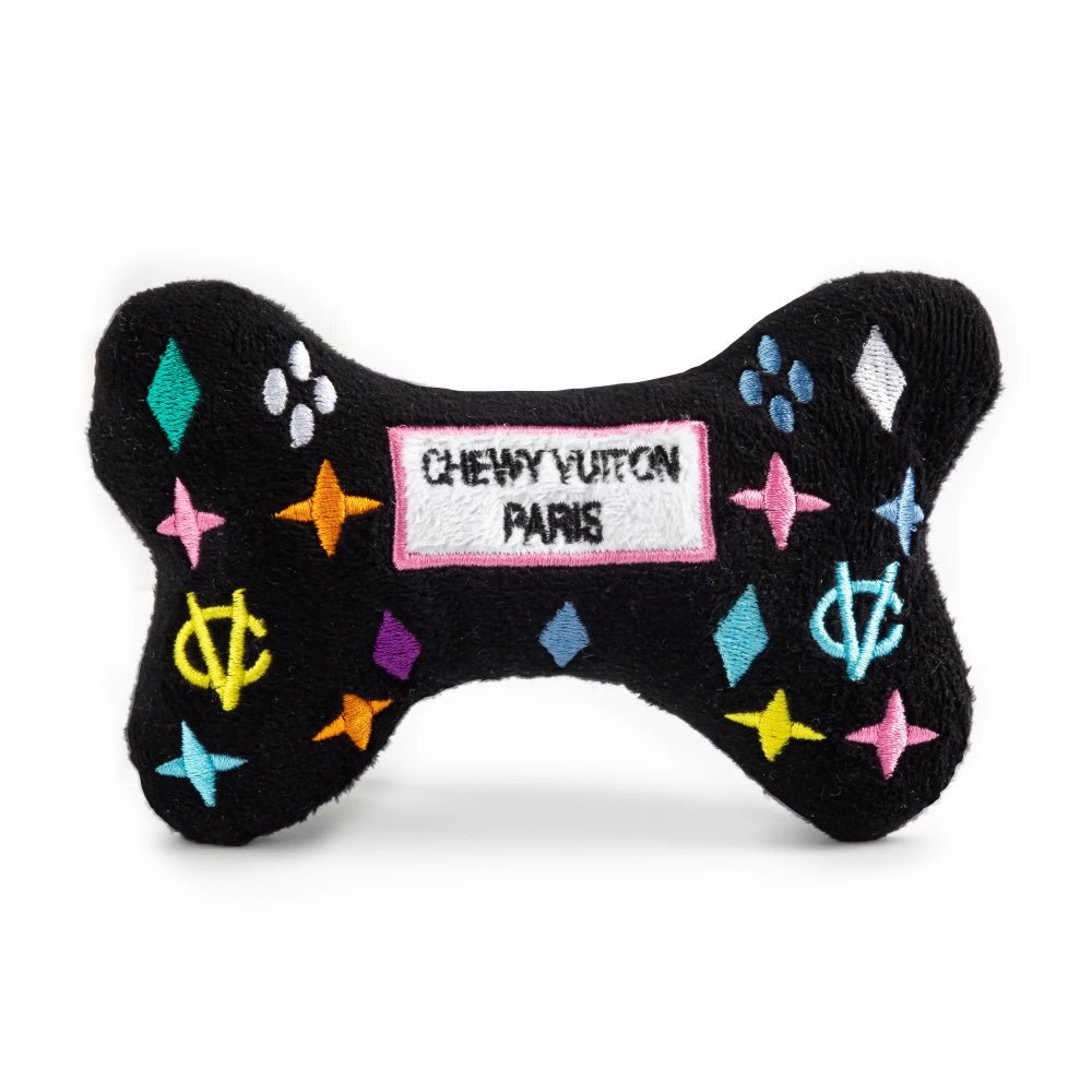 Black Monogram Chewy Vuiton Bone Dog Toy - Designer Toys from Haute Diggity Dog at DoggyTopia