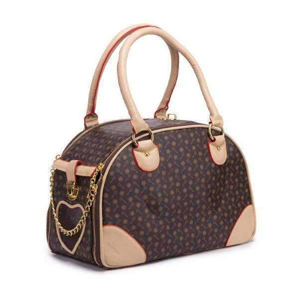 Brown and Tan Pattern Bowling Tote Dog Carrier - Dog Carriers from . at DoggyTopia