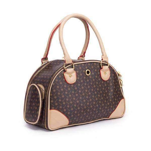 Brown and Tan Pattern Bowling Tote Dog Carrier - Dog Carriers from . at DoggyTopia
