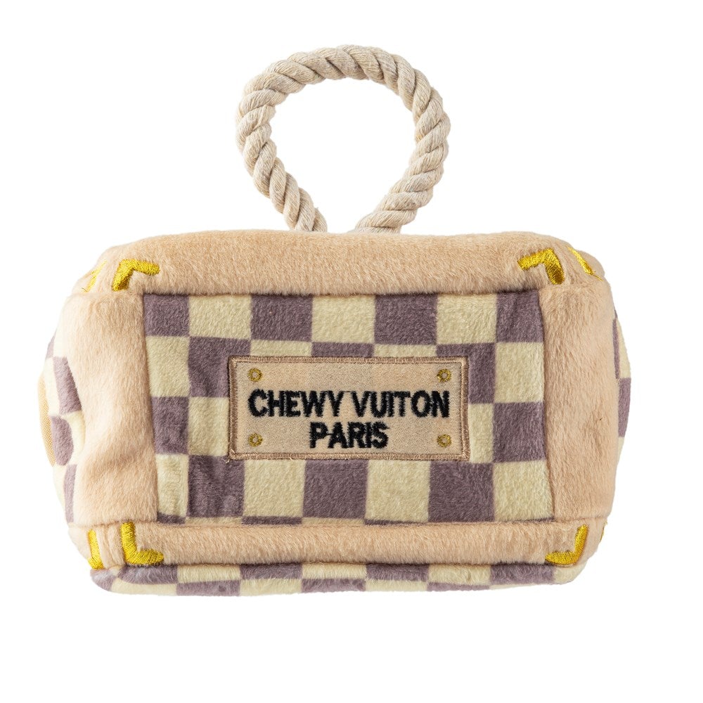 Checker Chewy Vuiton Trunk Interactive Toy - Designer Toys from Haute Diggity Dog at DoggyTopia