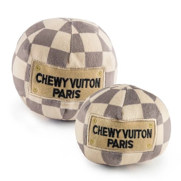 Chewy Vuiton Checker Ball Dog Toy - Designer Toys from Haute Diggity Dog at DoggyTopia