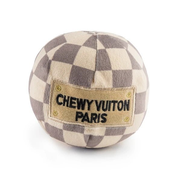 Chewy Vuiton Checker Ball Dog Toy - Designer Toys from Haute Diggity Dog at DoggyTopia