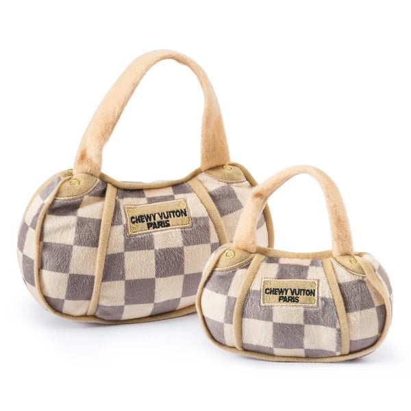 Chewy Vuiton Checker Handbag Dog Toy - Designer Toys from Haute Diggity Dog at DoggyTopia