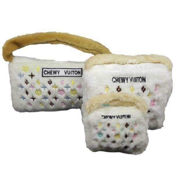 Chewy Vuiton White Handbag Dog Toy - Designer Toys from Haute Diggity Dog at DoggyTopia
