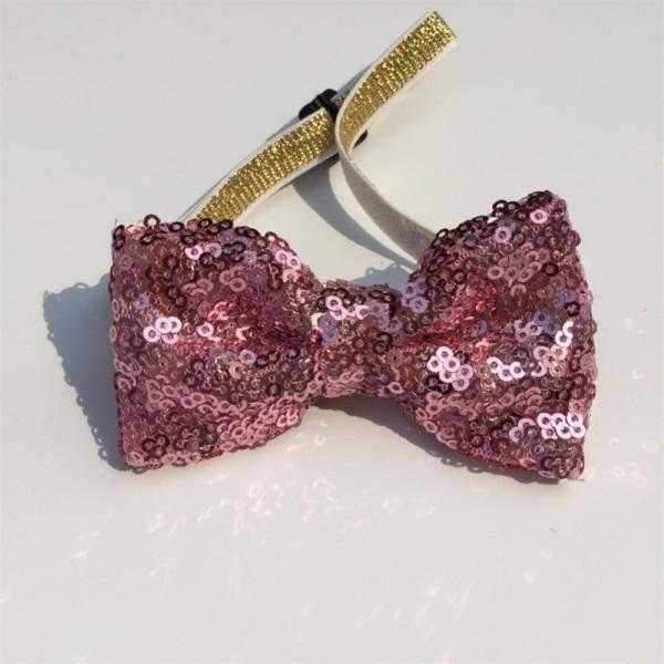 Dog Birthday Crown & Bow Tie Collar - Pink/gold Custom Age - Dog Party Hats from . at DoggyTopia