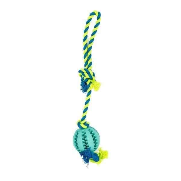Enrichment Treat Ball & Rope - Rope & Tug Toy from . at DoggyTopia