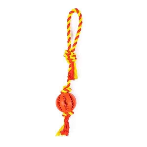 Enrichment Treat Ball & Rope - Rope & Tug Toy from . at DoggyTopia
