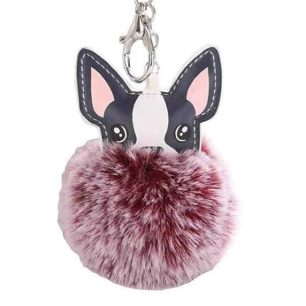 French Bulldog Pom Pom Key Ring - Key Rings from Sale at DoggyTopia