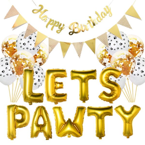Lets Pawty Party Pack - Gold (34pcs) - Party Balloons from . at DoggyTopia