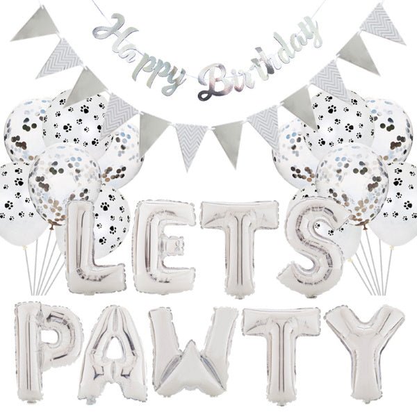 Lets Pawty Party Pack - Silver (34pcs) - Party Balloons from . at DoggyTopia