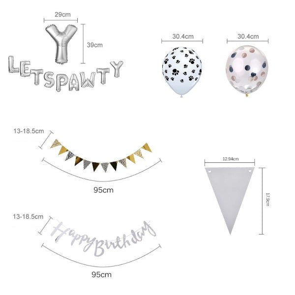 Lets Pawty Party Pack - Silver (34pcs) - Party Balloons from . at DoggyTopia