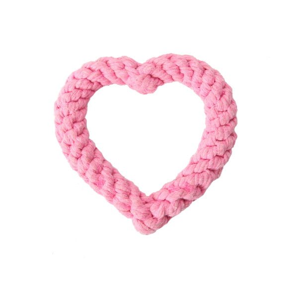 Love Heart Rope Dog Toy - Rope Toys from . at DoggyTopia