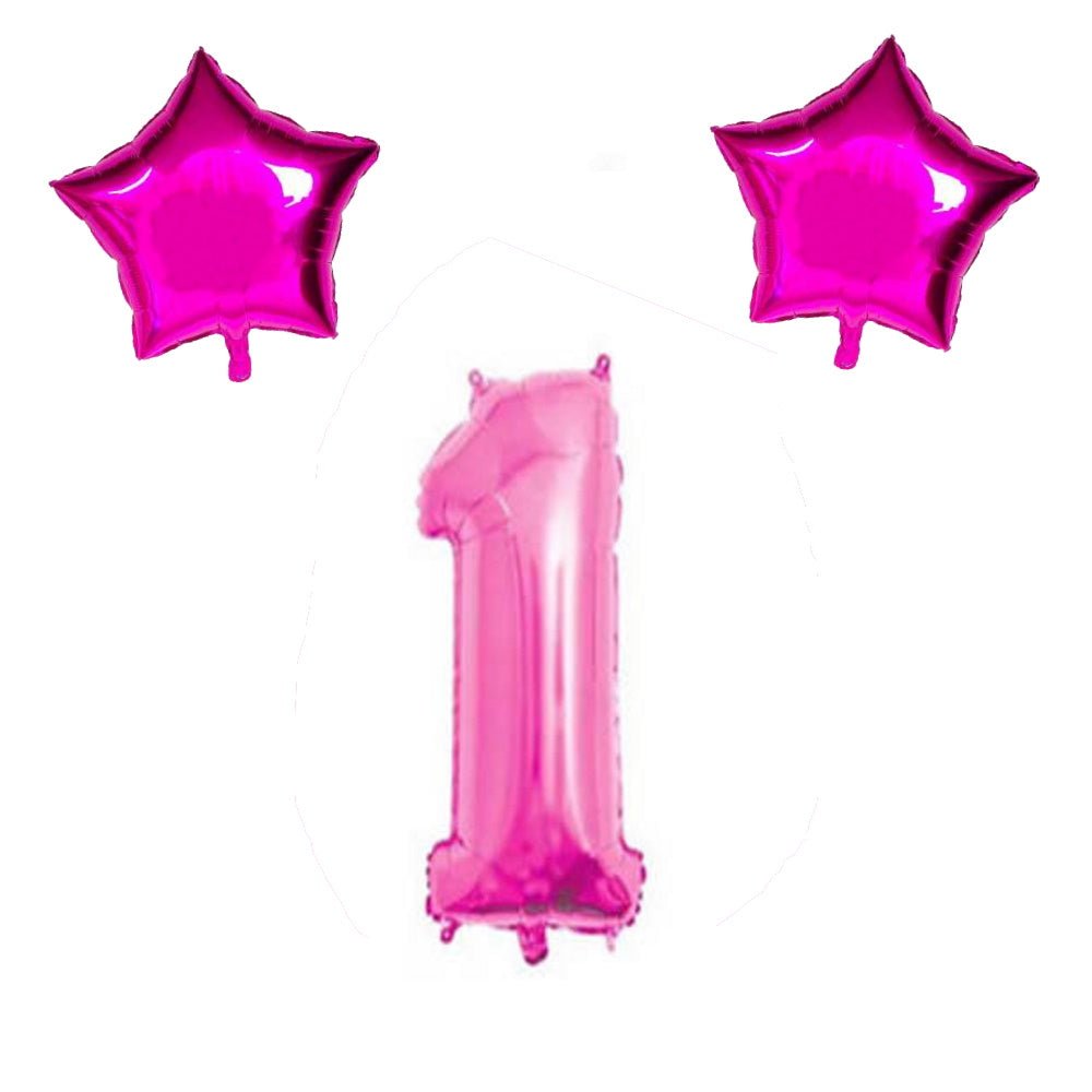 Number & Star Foil Balloons - Pink - Party Balloons from . at DoggyTopia