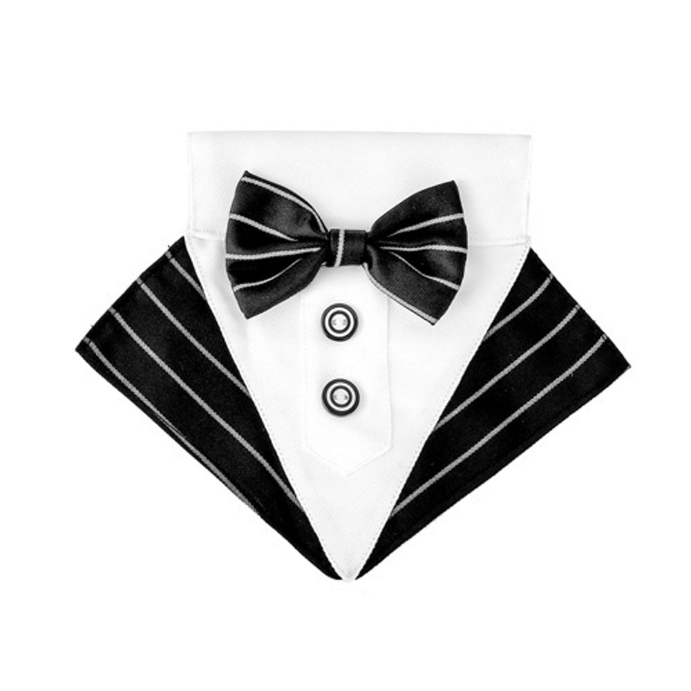 Tuxedo Dog Bandana - Pinstripe - Tuxedo Bandanas from . at DoggyTopia