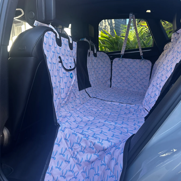 Pablo & Co Baby Blue Bows Deluxe Hammock Car Seat Cover