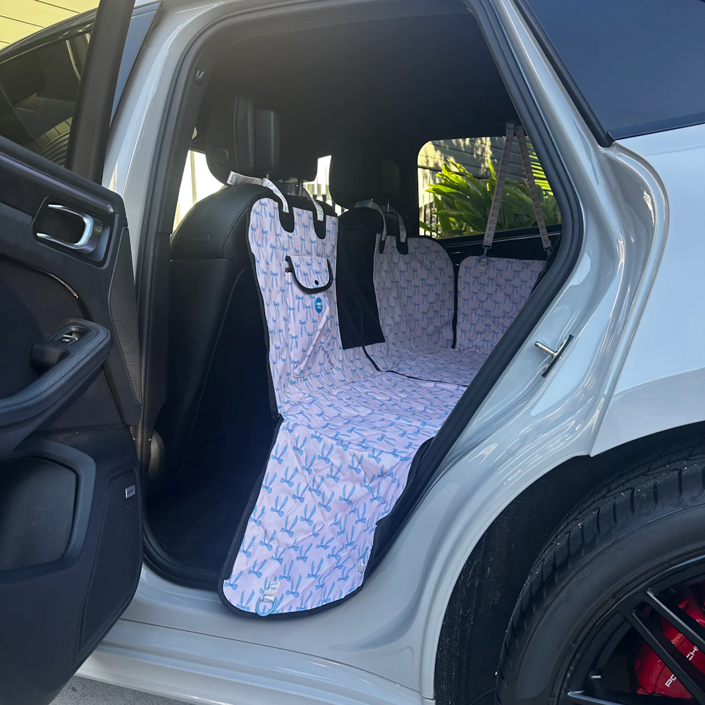 Pablo & Co Baby Blue Bows Deluxe Hammock Car Seat Cover