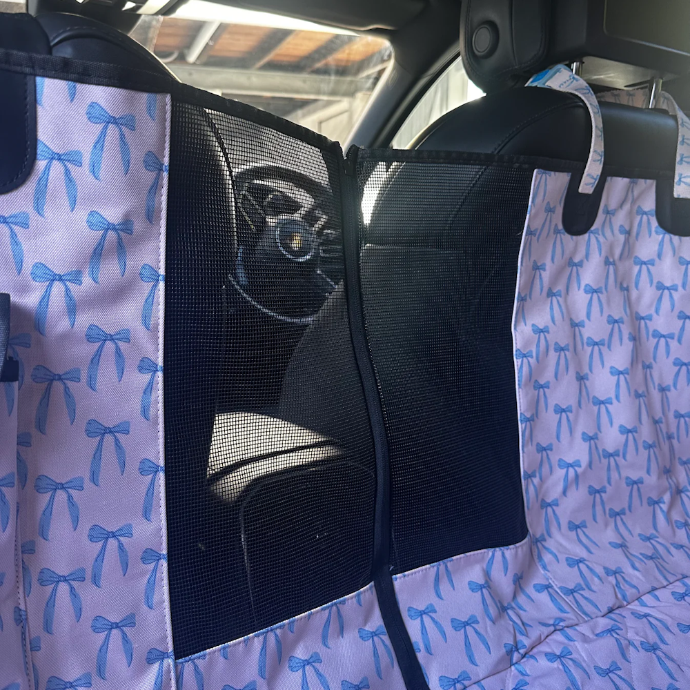 Pablo & Co Baby Blue Bows Deluxe Hammock Car Seat Cover
