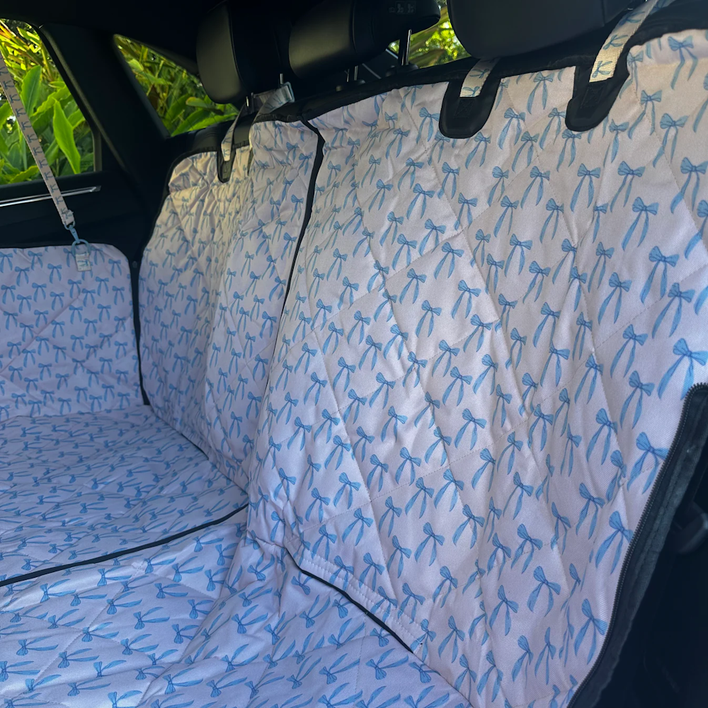 Pablo & Co Baby Blue Bows Deluxe Hammock Car Seat Cover