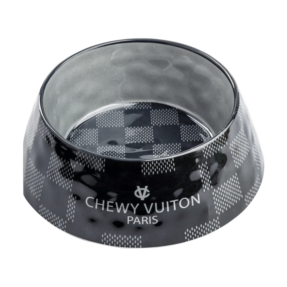 Black Checker Chewy Vuiton Bowl