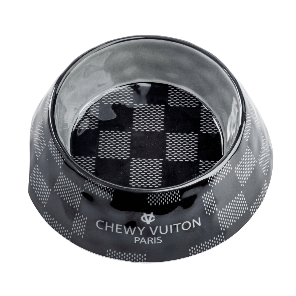 Black Checker Chewy Vuiton Bowl
