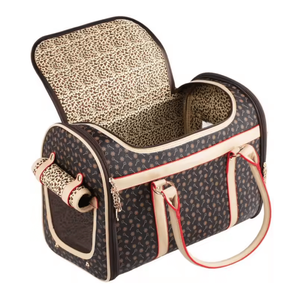 Brown and Tan Pattern Dog Carrier