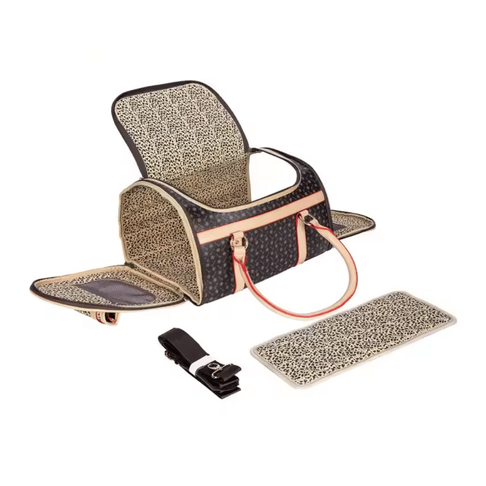 Brown and Tan Pattern Dog Carrier
