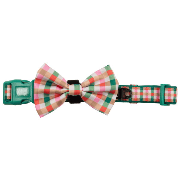 Big & Little Dogs Candy Lane Plaid Collar & Bow Tie