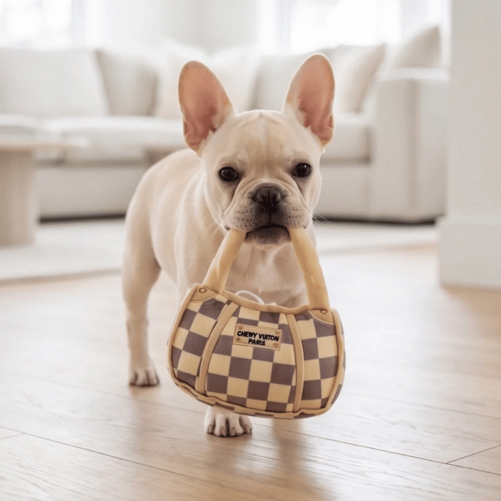Chewy Vuiton Checker Handbag Dog Toy