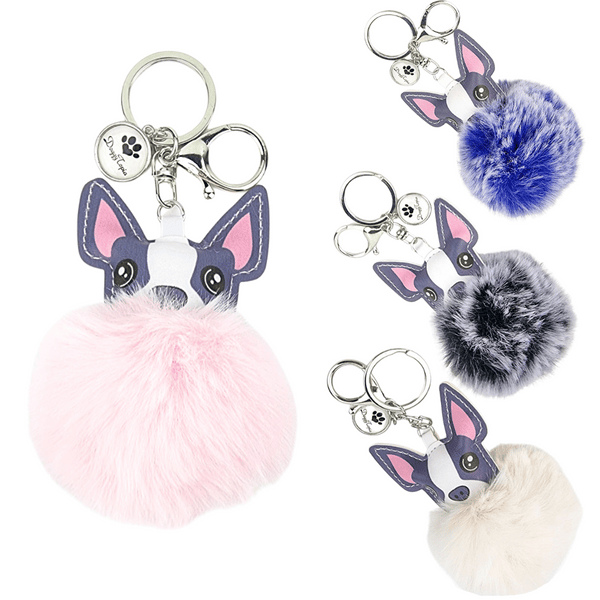 French Bulldog Pom Pom Key Ring